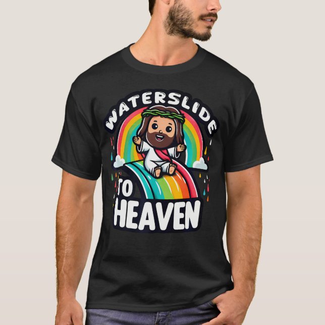 Camiseta Cavalo-Deslizante Para O Céu-Arco-Cristão Jesus Cr (Frente)