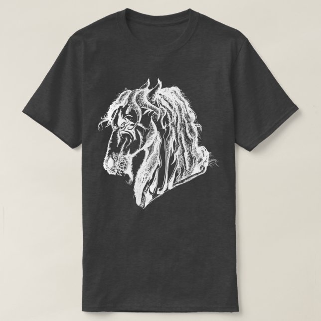 Camiseta Cavalo Diabo Zangado em Branco (Frente do Design)