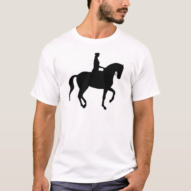 Camiseta Cavalo do adestramento de Piaffe e cavaleiro (Frente)