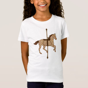 Camiseta Cavalo do carrossel - castanho chocolate e Tan