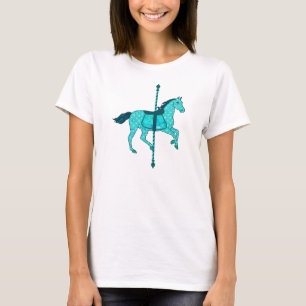 Camiseta Cavalo do carrossel - turquesa e Aqua