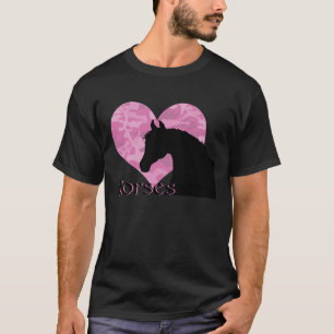Camiseta Cavalo do coração (camo cor-de-rosa)