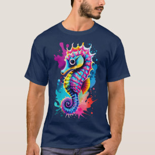 Camiseta Cavalo do Mar Corvo Colorido Cavalo do Mar Cute Hi
