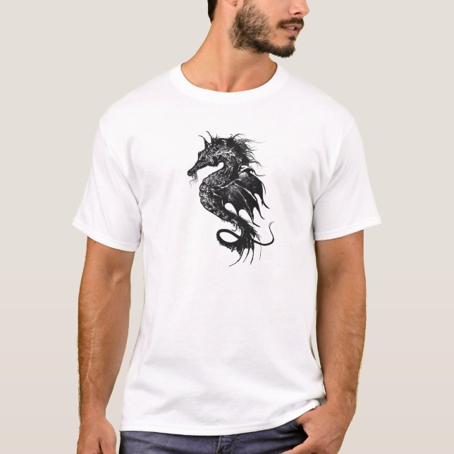 Camiseta Cavalo do Mar Irritado em Preto (Frente)