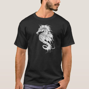 Camiseta Cavalo do Mar Zangado em Branco Escolha seu Fundo