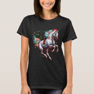 Camiseta Cavalo do Papai Noel Arte de Natal Roupa de Montar