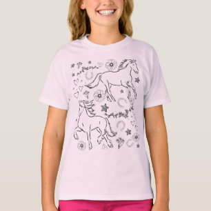 Camiseta Cavalo Doodle Colorir