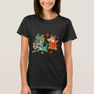 Camiseta Cavalo Dragão Chinês Divertido Crianças Homens Mul