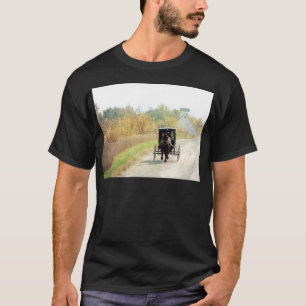 Camiseta Cavalo e carrinho de Amish do outono
