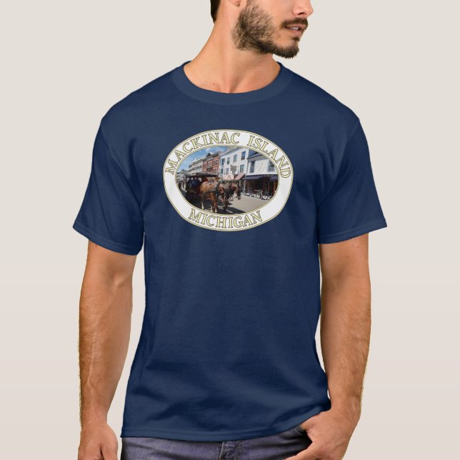 Camiseta Cavalo e Carruagem na Ilha Mackinac Centro, MI (Frente)