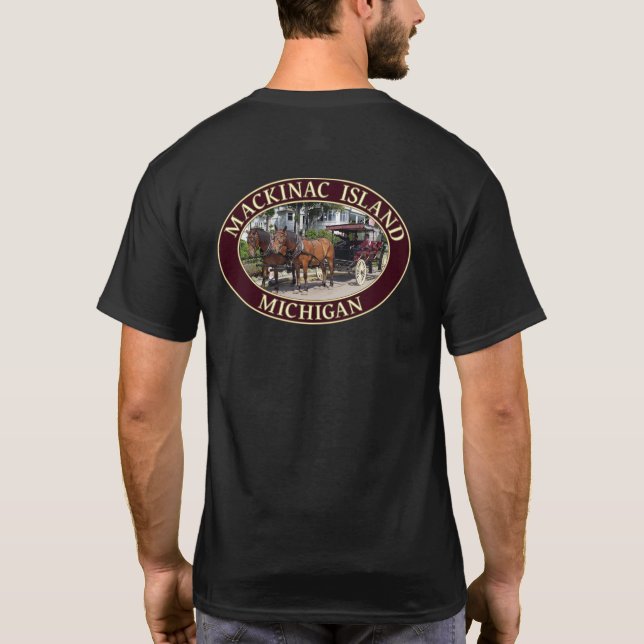 Camiseta Cavalo e Carruagem na Ilha Mackinac, Michigan (Verso)