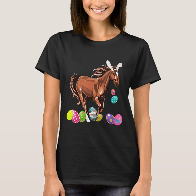 Camiseta Cavalo E Coelho Coelho Que Ovos De Páscoa Felizes  (Frente)