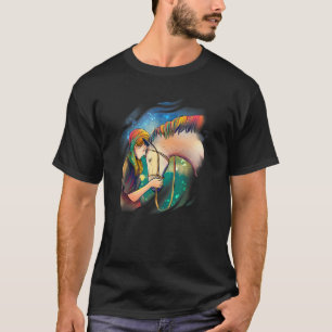 Camiseta Cavalo e Menina Cabelo Colorido Pintura De Equitaç