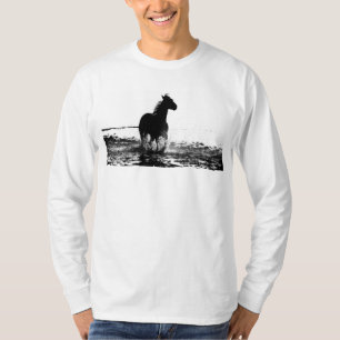 Camiseta Cavalo em execução Adicionar o Texto Mente Leve Gr