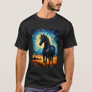 Camiseta Cavalo em Starry Night Van Gogh inspirou Arte para