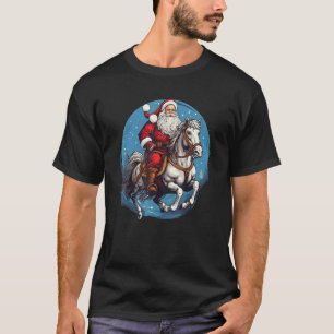 Camiseta Cavalo engraçado ajuda o Papai Noel a salvar o Nat