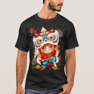 Camiseta Cavalo Engraçado Dança do Leão Ano Novo Chinês Cri