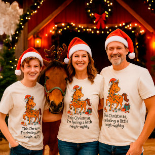 Camiseta Cavalo Engraçado de Natal – Nome Personalizado