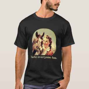 Camiseta Cavalo Engraçado Desenho Eu Odeio Todo Mundo També