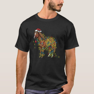 Camiseta Cavalo Engraçado Enroscado em Luzes de Natal Vesti