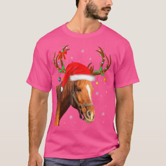 Camiseta Cavalo Engraçado Lover Xmas Luzes Rebeldes Papais
