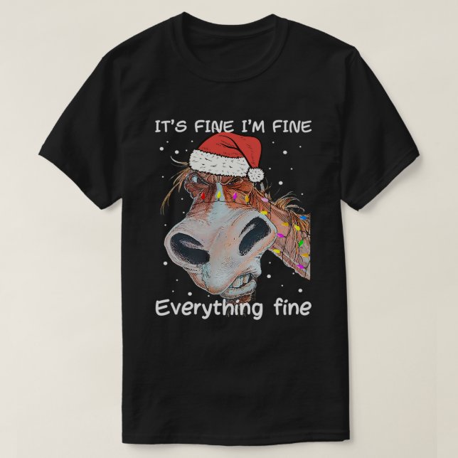 Camiseta Cavalo Engraçado Natal Que se dane Tudo bem (Frente do Design)