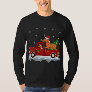 Camiseta Cavalo Engraçado Passear Árvore de Natal Red Truck