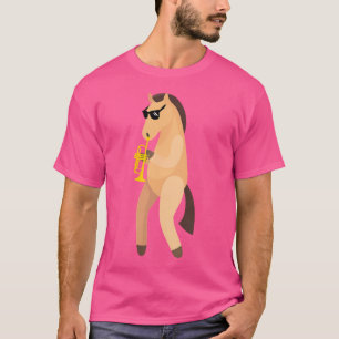 Camiseta Cavalo Engraçado Vestindo Óculos Solares Jogando T