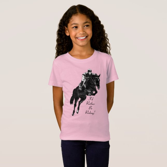 Camiseta Cavalo Equestre de Hunter Jumper (Frente Completa)