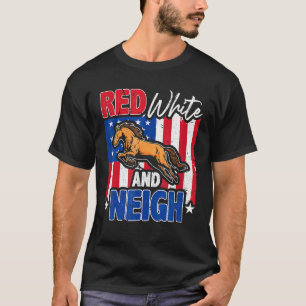 Camiseta Cavalo Equestre Vermelho Branco da Bandeira dos EU