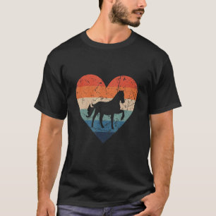 Camiseta cavalo erguendo um pé retrô vintage 70s 60s coraçã