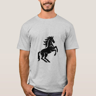 Camiseta Cavalo Erguido Garanhão Arte Linear Minimalista Ve