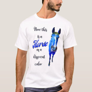 Camiseta Cavalo Face A Cavalo De Cor Azul Diferente