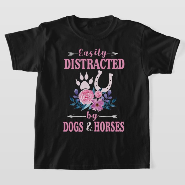 Camiseta Cavalo facilmente distraído por cães e cavalos Fun (Postura )
