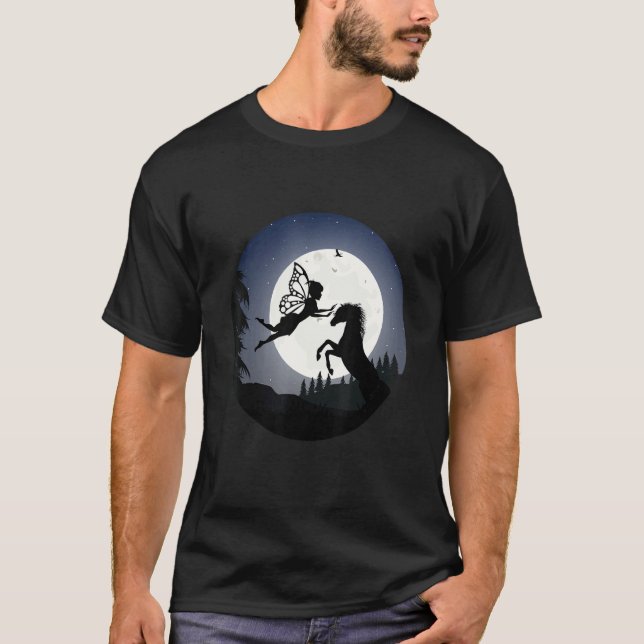 Camiseta Cavalo Fada Fantasia Sob a Luz da Lua Cheia (Frente)