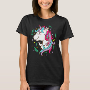 Camiseta Cavalo Fantasia belo Unicórnio com Cabelo bonito