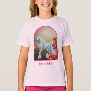 Camiseta Cavalo Fantasia Unicórnio e Rosas Arte
