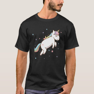 Camiseta Cavalo Fantasia Unicórnio saltando com Cauda color