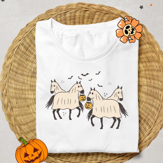 Camiseta Cavalo Fantasma Cowboy, Fantasma Bonita, Halloween (Criador carregado)