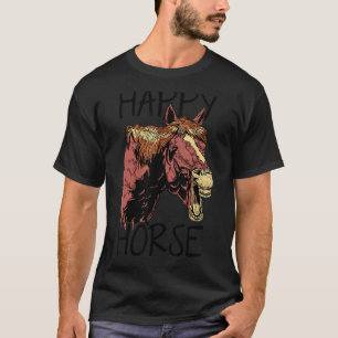 Camiseta Cavalo Feliz Gráfico Amante de Cavalos Cavaleiro E