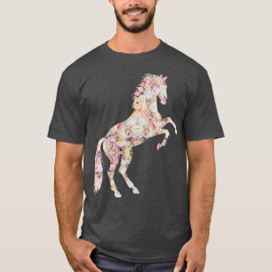 Camiseta Cavalo Floral Anões Cavalo Andando Cavalo
