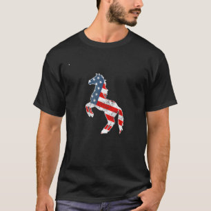 Camiseta Cavalo Fofo Bandeira Americana Patriótico Pet 4 De