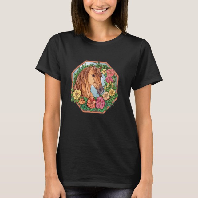Camiseta Cavalo Fofo Com Flores I Cavalo (Frente)