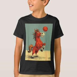 Camiseta Cavalo fofo faz esportes desenho animado engraçado