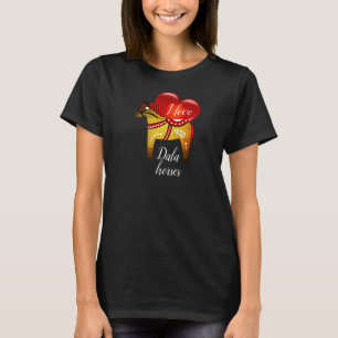 Camiseta Cavalo foliar Dala, coração negro/vermelho/amarelo