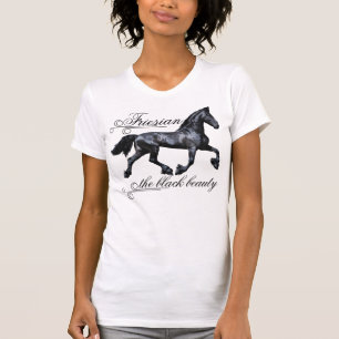 Camiseta Cavalo Frísia, beleza negra, garanhão, branco