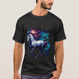Camiseta Cavalo Galáctico com Crina Colorida