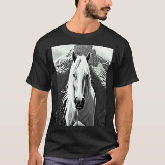 Camiseta Cavalo gráfico animal motivo montando um com impre