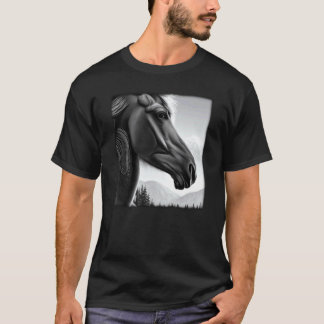 Camiseta Cavalo gráfico animal motivo montando um com impre