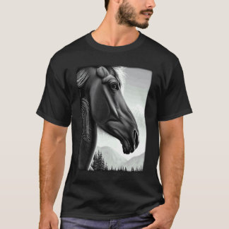 Camiseta Cavalo gráfico animal motivo montando um com impre